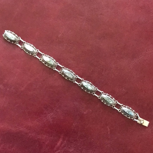 Vintage Abalone Sterling Silver Bracelet EUC - Picture 1 of 10